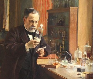 Louis Pasteur with rabbit spine